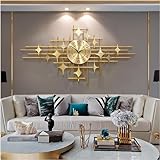 Orologi da parete moderni con motivo a raggi di sole, grandi orologi da parete in metallo, design a stella 3D dorato, silenziosi, senza ticchettio, orologi da parete creativi per il soggiorno 100 * 5