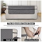 ISSUNTEX Super Anti-Slip Covers for 3 Cushion Couch Water Resistant Quilted Sofa Slipcover Furniture Protectors for Dogs, Pets, Kids ( Gray) - Image 3