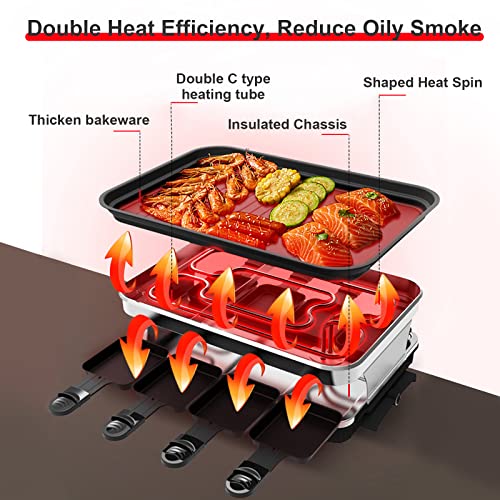 HengBo Raclette Grill für 8 6 4 2 Personen, Tischgrill Elektrisch mit 8 Antihaftbeschichteten Raclette Pfannen, 1… – Bild 3
