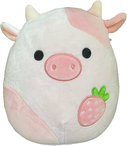 Squishmallows Peluche Kellytoy oficial de 8 pulgadas Farm Squad (Reshma Strawberry Cow)