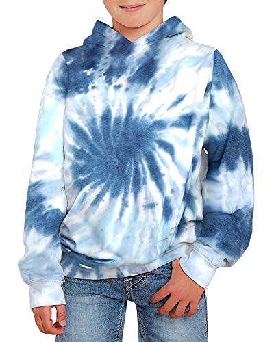 Image of GAMISOTE Unisex Kids Tie Dye Sweatshirt Boys Girls Hooded Kangaroo Pocket Pullover Hoodies