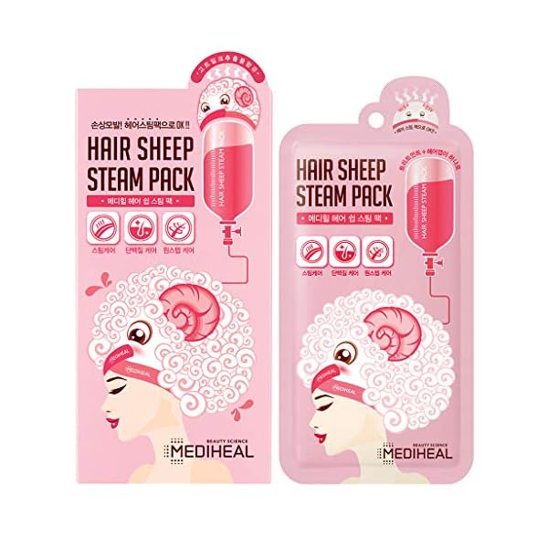 Mediheal Hair Sheep Steam Pack 5 Sheets, Hair Mask for Intense Hair Repair for Damaged and Rough Hair, steaming hair mask for All Hair Types for At-Home Spa Experience