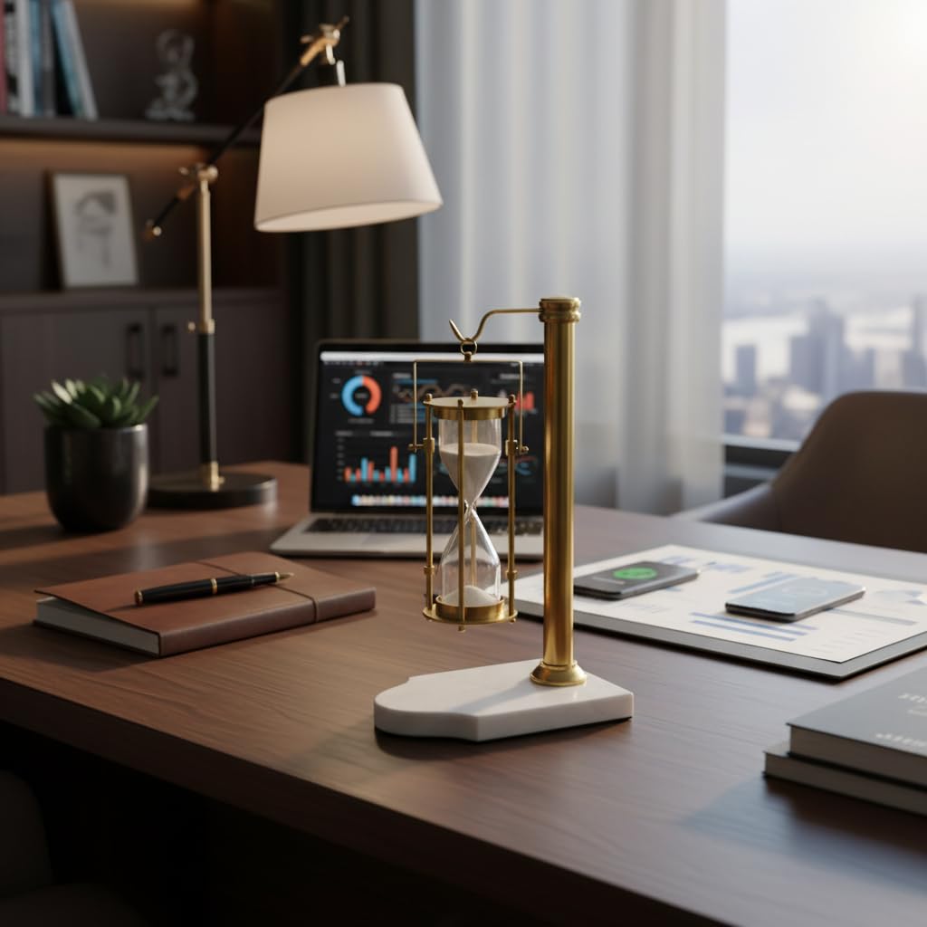 Clessidra a sabbia da appendere con base in marmo, accessorio da scrivania, clessidra per casa, scrivania, aula, cucina, ristorante, ufficio, soggiorno