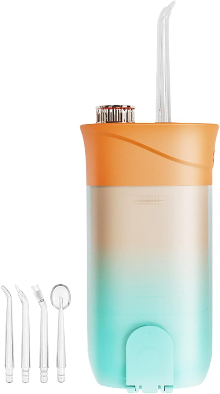 Lechnical Irrigador oral inalámbrico con hilo de agua IPX7 Limpiador de dientes inalámbrico a prueba de agua 3 modos Flosser recargable por USB con tanque de agua de 200 ml 4 puntas de chorro para via
