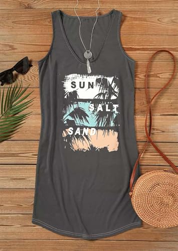 Image of Yuaelria Sundresses Ladies Tropical Vacation Maxi Dress Casual Loose for Women Summer Beach Printed Tank Dress