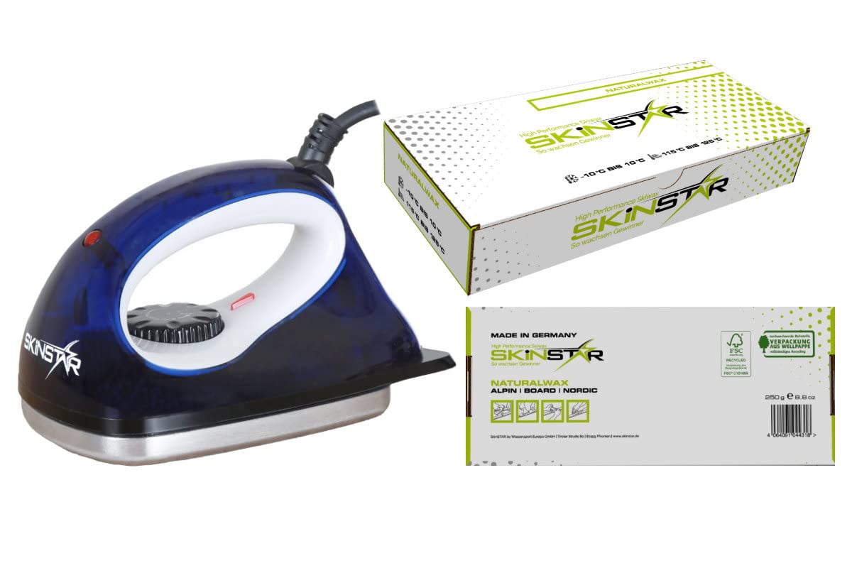 SkinStar Set de cera para esquís de principiante Natural-Wax todo en uno, plancha de cera para esquís