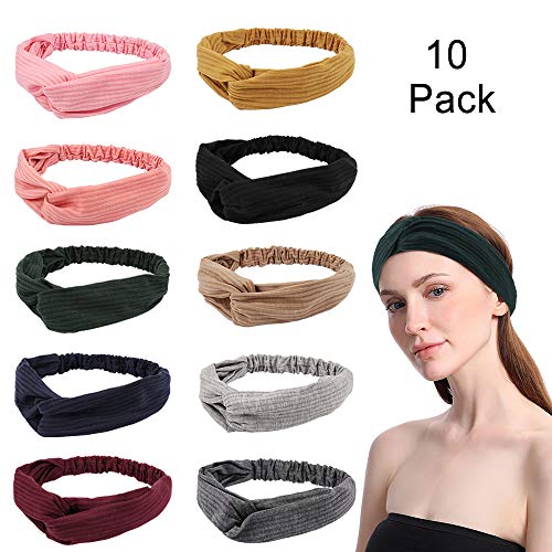 TOBATOBA Headbands for Women Boho Headbands 10 Pack Criss Cross Headbands