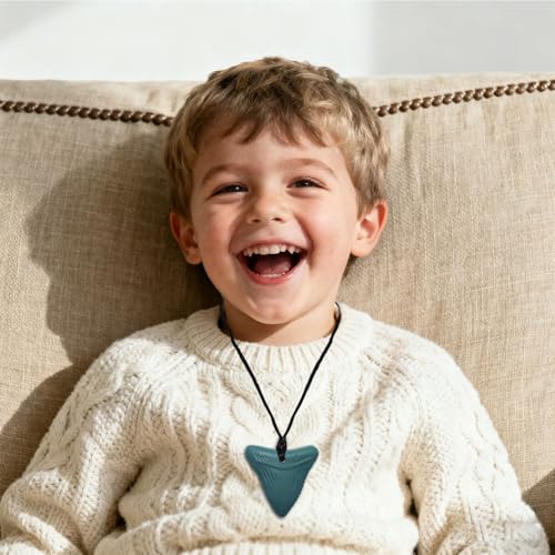 Image of Chew Necklaces for Sensory Kids 6 PCS, Chewy Necklaces Sensory Toys for Boys Girls Children with Autism, ADHD, Anxiety, Oral Motor Stimulation, Silicone Teething Necklace BPA Free