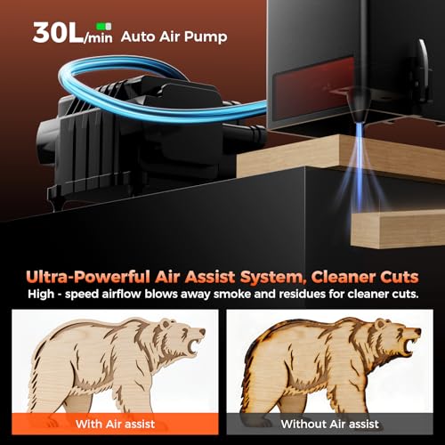 Image of ACMER S2 PRO 48 W Laser Engraving Machine, Engraving Machine, 24000 mm /min Engraving Dual Linear Guides Including 30 L /min Air Pump for Money Earning Small Businesses, DIY Work WLAN TF Connection