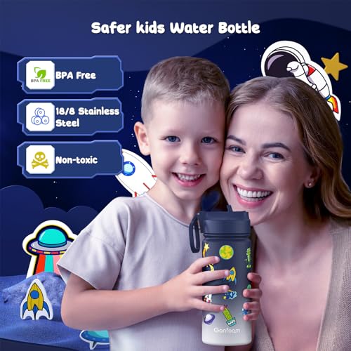 Gonfoam Botella de Agua para Niños 16oz, Pack de 2, Taza Aislada de Acero Inoxidable miniatura 4