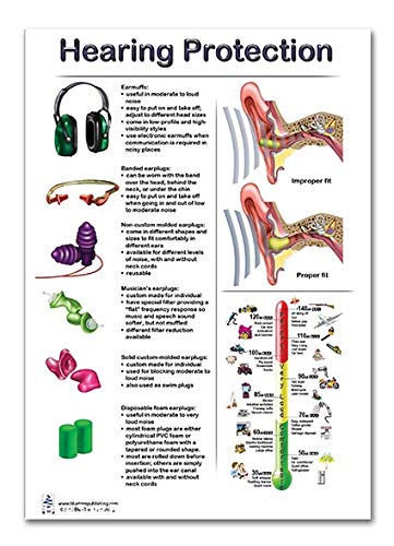 Blue Tree Publishing Hearing Protection Poster 12x17inch, Molded Ear Plug, Banded Ear Plug, Musician Ear Plug