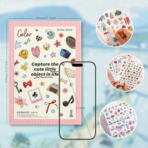 Image of 1900+ PCS Vintage Cute Scrapbook Sticker Book, 50 Sheets Retro & Ins Little Object Theme Korean Stickers for Scrapbooking, Art Scrapbook Supplies for Adults Teens Women Girls Junk Journal Journaling