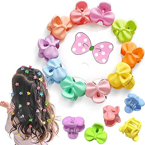 10Pcs baby hair clips, coloured girl hair clips, 10 colours for girls of most ages, small thumb sized coloured hair clips for multiple and fine hair. (Bow Hair Clips) Cover