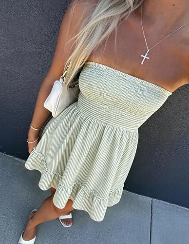 Image of EG CHRIS G Summer Dresses for Women Strapless Tube Top Mini Dresses Beach Boho Sundress 2025