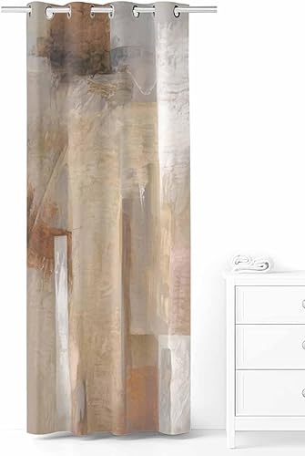 Cortina de puerta de arte de graffiti marrón para puertas, color marrón, gris y blanco, arte abstracto, cortinas opacas de privacidad con