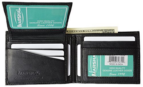 Men's Leather Bifold Wallet Removable Flip Up ID Window by Marshal ®