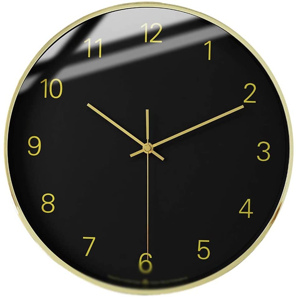 Horloge murale minimaliste noire et silencieuse de grande taille pour decoration de maison