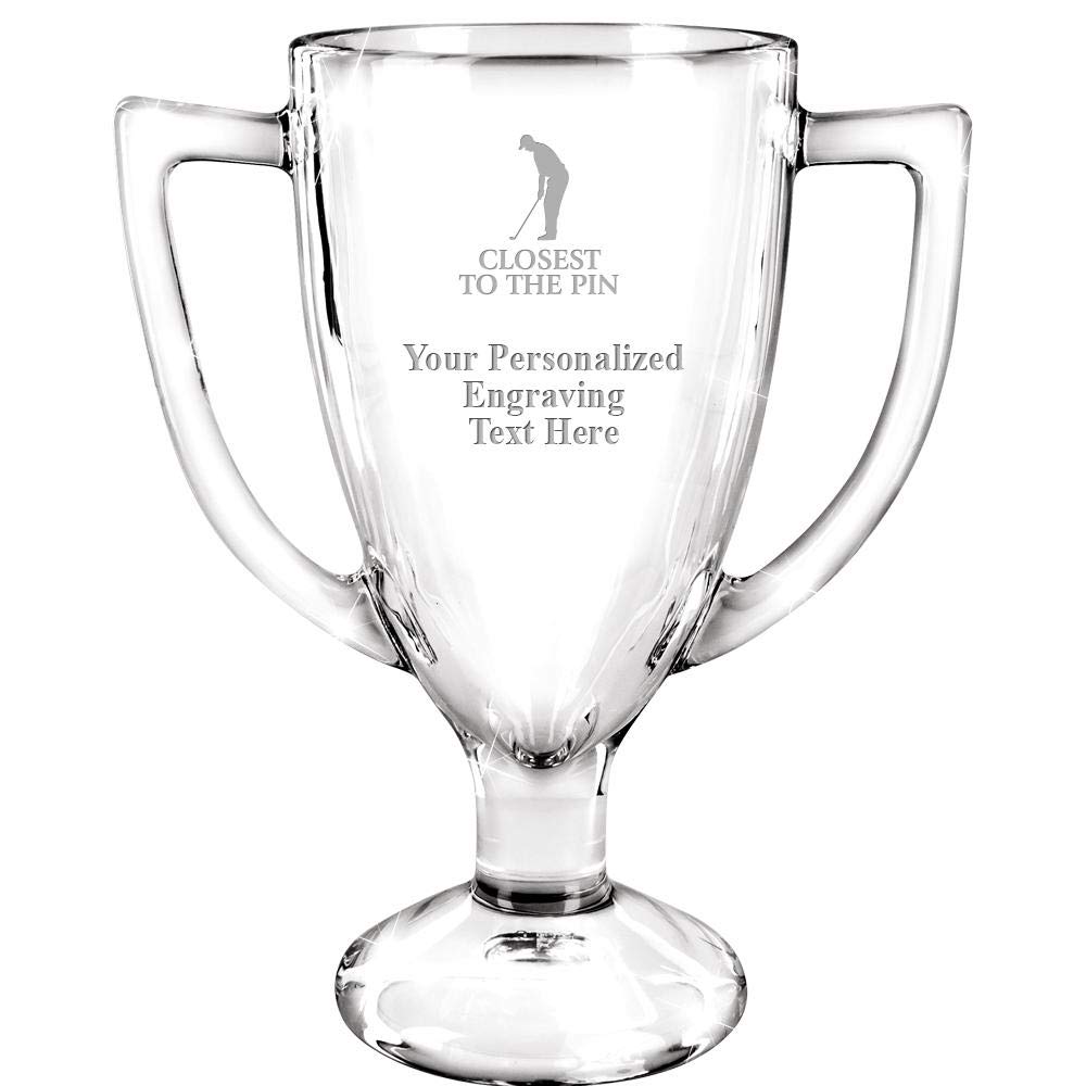Personalized Glass Trophy, 7" Custom Engraved Closest To The Pin Male Glass Cup Award