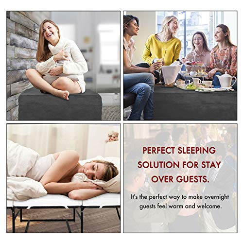 Space Saving Folding Ottoman Sleeper Guest Bed (2nd Generation) with Safe, Comfortable and Durable Updates, Gray