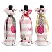 Produktbild BUXI Printing Wine Bottle Cover,Rote Flamingos Und Ananas 3Pcs Weihnachtswein-Flaschen-Abdeckungs-Geschenk-Rotwein-Flaschen-Beutel Für Küche-Inneneinrichtungen 12x34cm