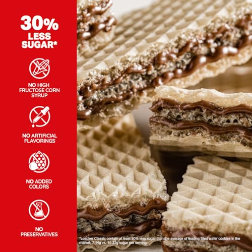 Image of Loacker Classic Wafers Mix - Premium Assorted Crispy Wafer Cookies - Variety Pack - Hazelnut, Chocolate, Vanilla, Double Chocolate, Cocoa and Milk, Milk - 45g /1.59oz, Pack of 6