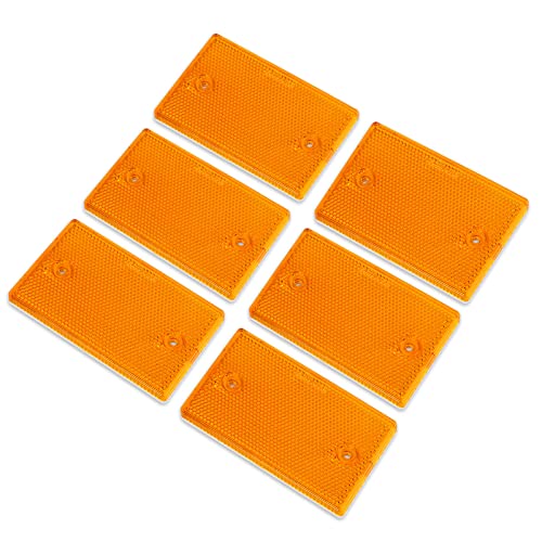 AOHEWEI Lot de 6 réflecteurs arrière rectangulaires Jaunes à Visser sur Les réflecteurs de sécurité, réflecteurs à vis pour poteaux de Portail, remorque, Moto, Caravane, Camion Cover