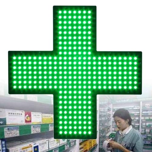 Letrero de Neón LED con Forma de Cruz Médica, Lámpara con Forma de Cruz para Farmacia para Interiores con Tirador, 3 Modos: Siempre Encendido, Intermitente y Intermitente General,48x48cm
