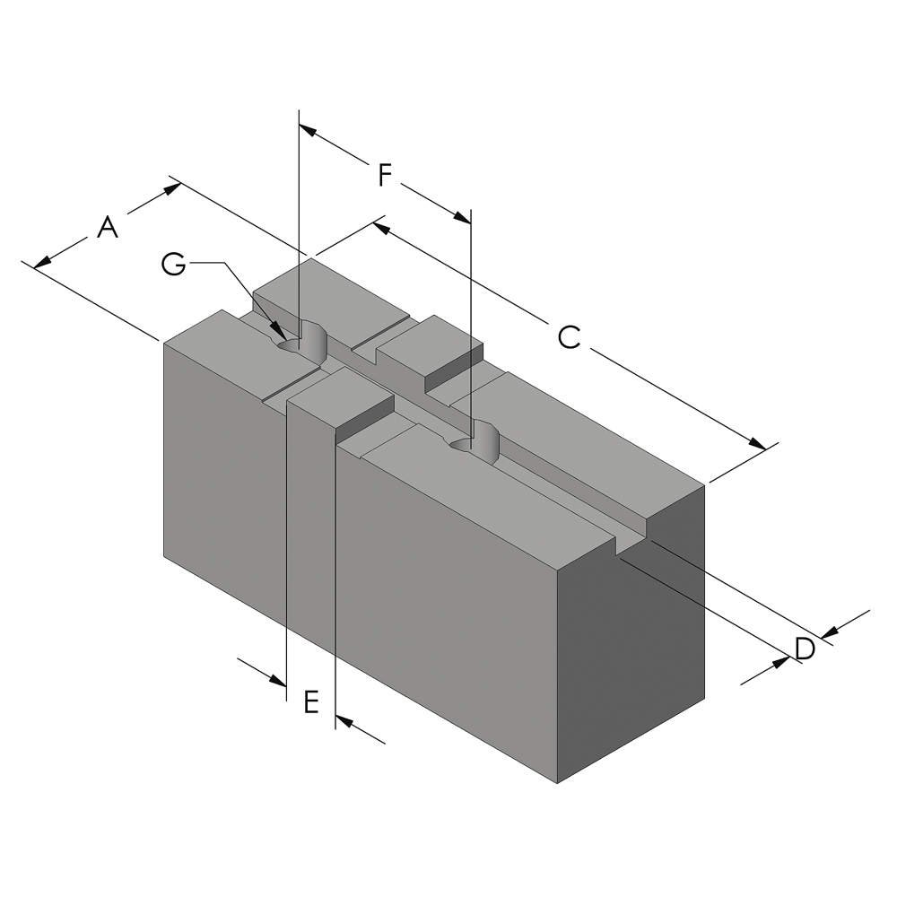 Abbott Workholding Products - TG8MDSSQ - Lathe Jaw, Soft, For Use With 8 Chucks, Overall Length 4, Overall Height 2