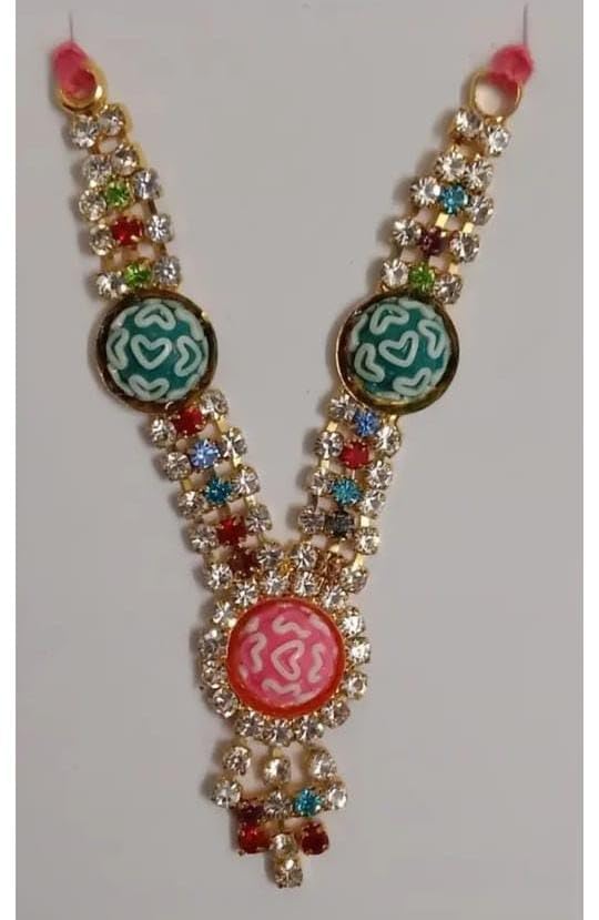 Image of Small Size 1,2,3, laddu Gopal Accessories Set of 6 moti & Diamond mala /haar for All god Idol laddu Gopal /Krishna ji radharani, fastival mala Set