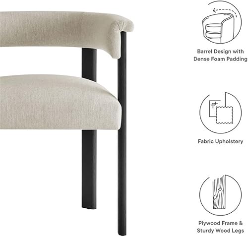 Miniatura 8 de Modway Imogen - Juego de 2 sillas de comedor de tela en tejido jaspeado, color negro marfil, moderno juego de sillones con respaldo abierto,