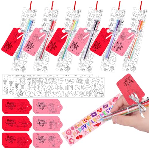 36 Sets Valentine’s Day Color Your Own Bookmarks for Kids