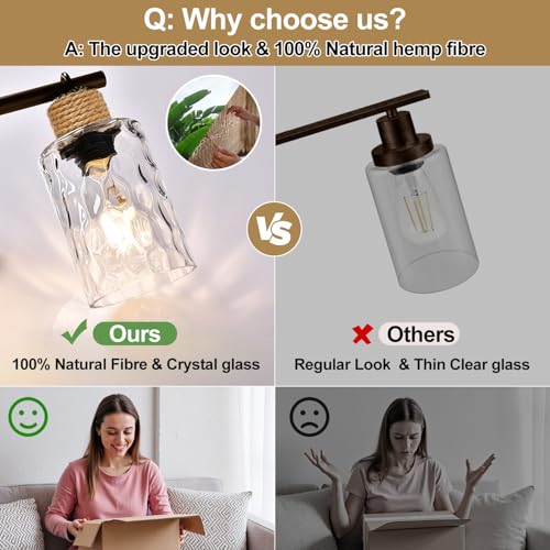 Image of MOKATNG Bathroom Light Fixtures, 4-Light Coastal Vanity Lights with Crystal Glass Shade, Oil-Rubbed Bronze Bathroom Wall Lamp for Mirror Kitchen Hallway Cabinet