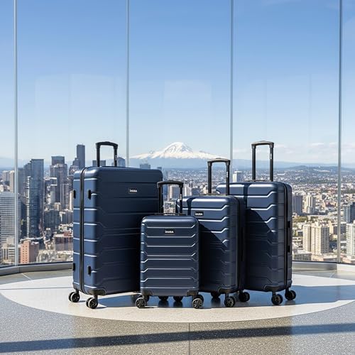 Image of InUSA TREND Luggage with Spinner Wheels | Durable Lightweight Hardside Suitcase, Travel Sets with Handle and Trolley | (20in, 24in, 28in, 32in) 4 Piece Set | Blue
