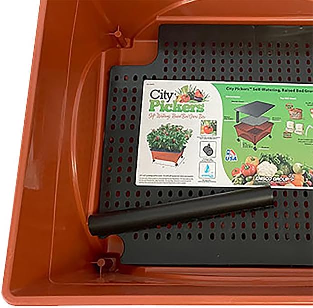 Emsco City Pickers Raised Planter Beds, Pack of 2 – Terra Cotta Colored Resin Raised Garden Boxes with Casters & Soil Aeration Grid – Durable Mobile Planters for Vegetables, Herbs & Flowers