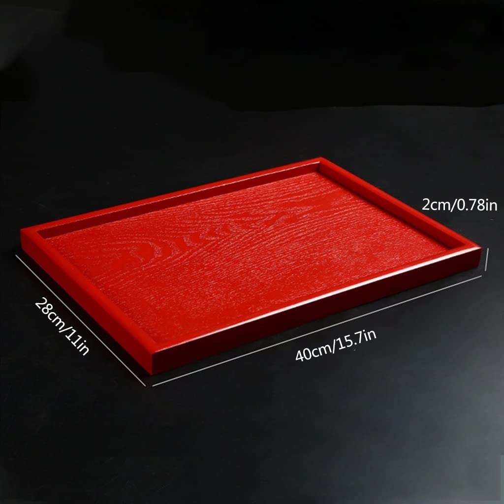 uotmui Bandeja Bandeja de Servir y Bandeja, Bandeja de Bocadillo de Madera Rectangular, Bandeja de Desayuno, decoración de Granja con Estilo Sirviendo Platos Bandejas para Servir(L)