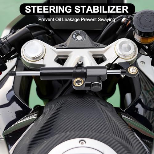 Image of KIMISS Steering Damper With Bracket, Aluminum Universal Motorcycle Steering Damper Stabilizer Linear Reversed Safety Control | Universal Fit for Most Motorcycles, Anti-oxidising and durable, Adjuster operate smoothly and correctly, High quality