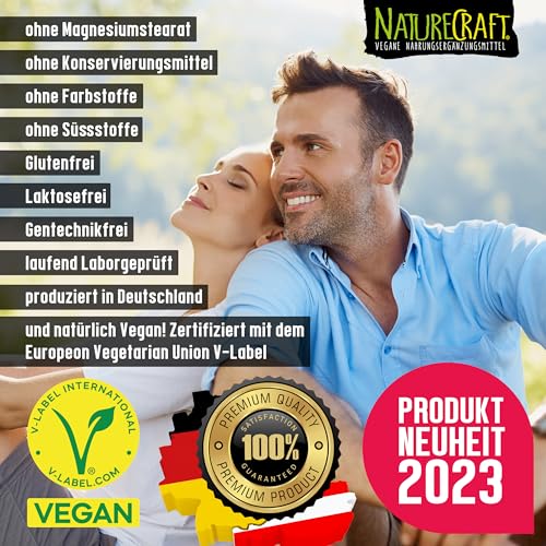 Vegan Basics - Vitamin B12+D3+K2+B2+B9 Folsäure + Eisen + Jod - Komplex mit 120 Kapseln (4 Monats-Vorrat)