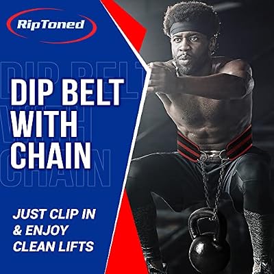 Rip Toned Dip Belt Weight Lifting Belt with 36 Steel Chain for Dips, Chin Ups & Pullups Heavy Duty | Comfortable Fit | Supports Progressive Overload for Strength & Muscle Gains