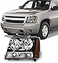 AKKON - Fits 2007-2013 14 Chevy Tahoe Suburban Avalanche Model Black Headlights [Halogen Type] Left Driver Side