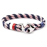 Lederarmband Männer Armband Edelstahl Anker Armbänder Trendy Nautical Survival Nylon Seil Kette Armband Frauen Paracord Charm Armband