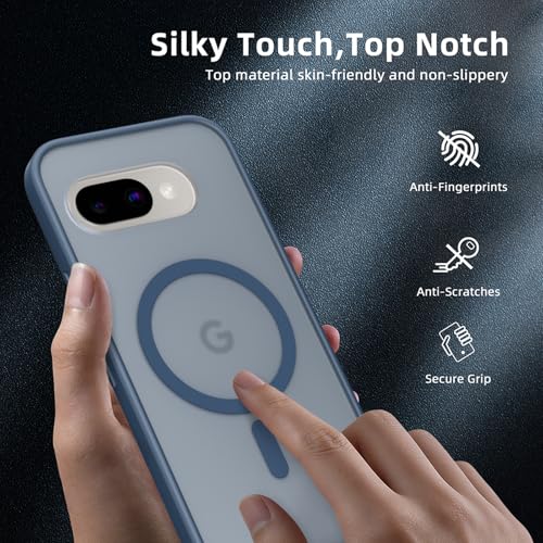 Image of X-level for Google Pixel 9A Case Compatible with MagSafe, Military Grade Drop Protection,Slim Translucent Matte Back Cover Shockproof Anti-Scratch Magnetic for Google Pixel 9A Phone Case,Blue