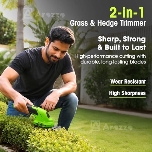 Image of 2-in-1 Cordless Hedge Trimmer, Handheld Shrub Trimmer, 8.4V Battery, Dual-Edge Blade, Lightweight Grass Shears for Lawn, Garden & Shrubs, Easy One-Hand Operation, 3 Month Warranty