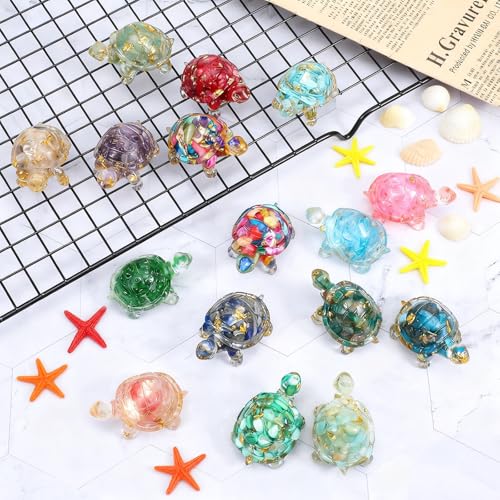 Figuritas miniatura de tortugas en cristal y resina 16 pcs miniatura 4