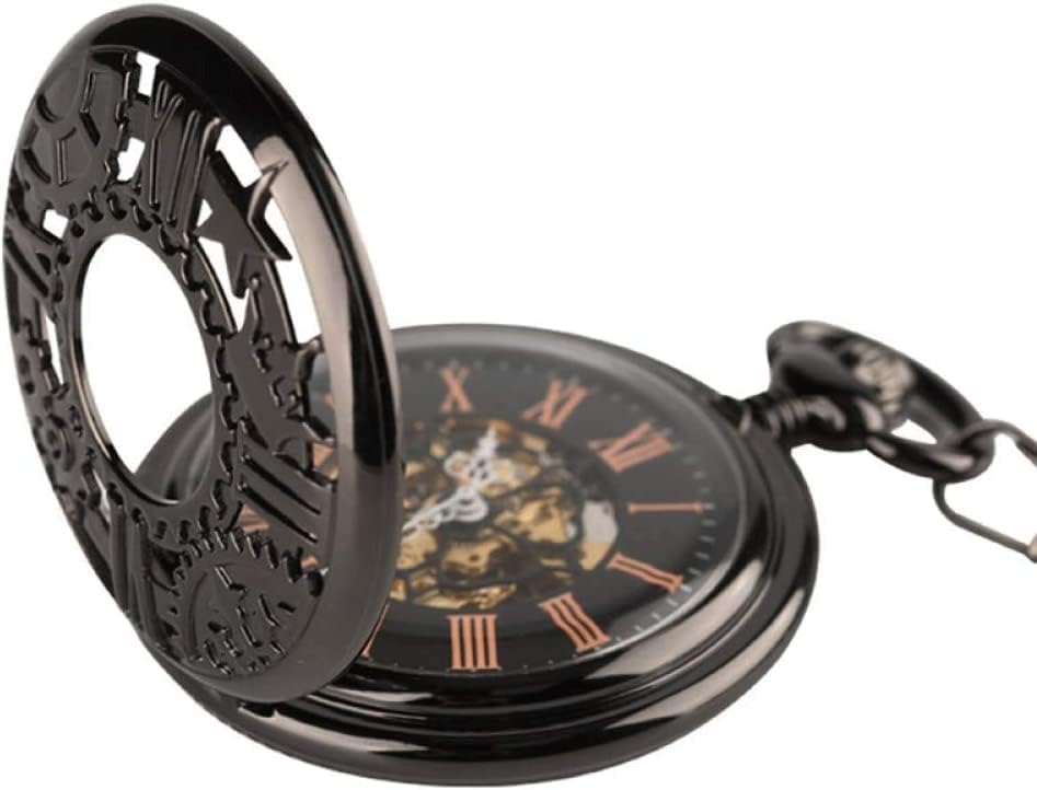 Mechanical Pocket Watch Steampunk for Men Antique Bronze Roman Numerals