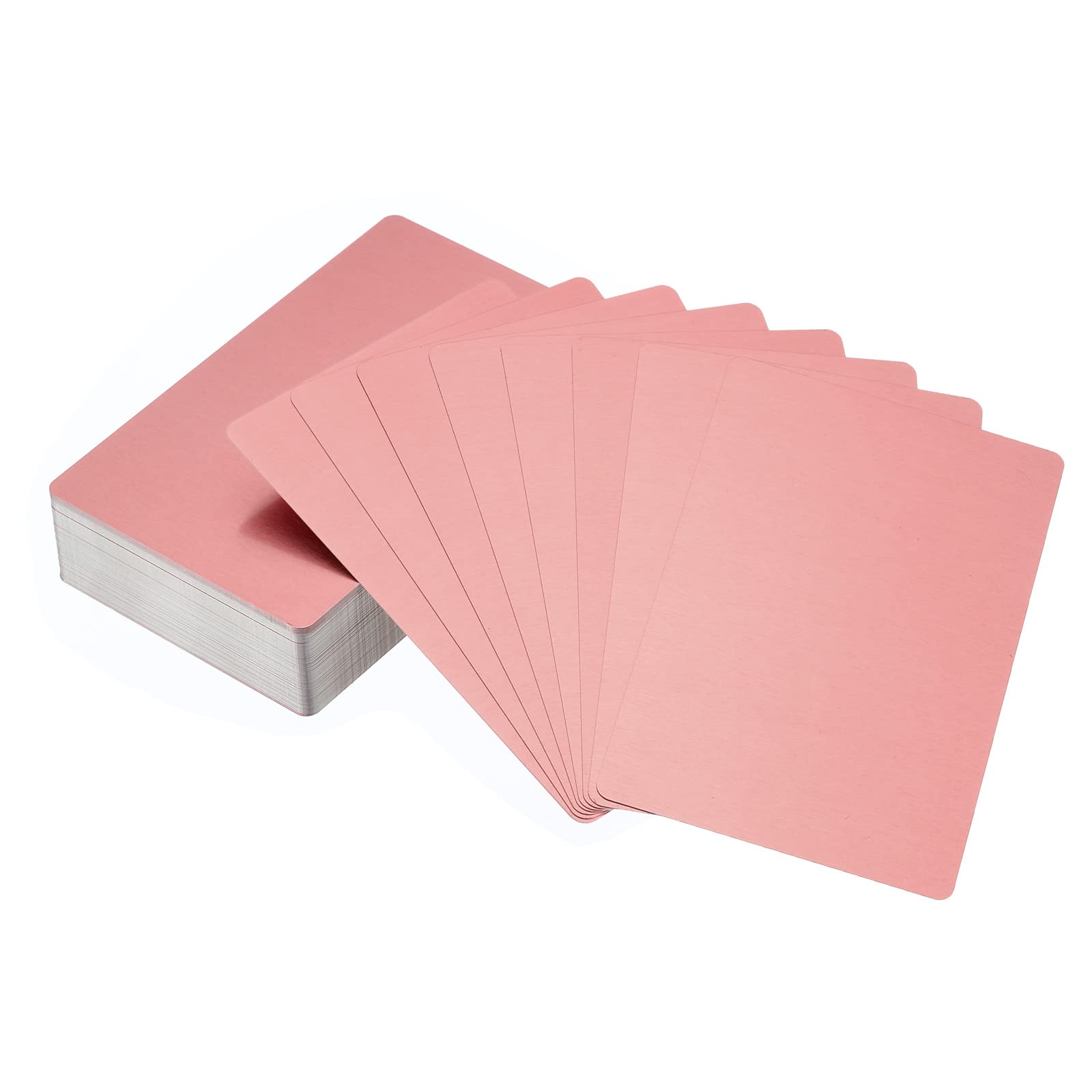 PATIKIL 100 Pack Metal Business Cards Blank, 0.21mm Thick 3.4x2.1 Inch Aluminum Laser Engrave Printable Name Card for Custom DIY, Rose Gold