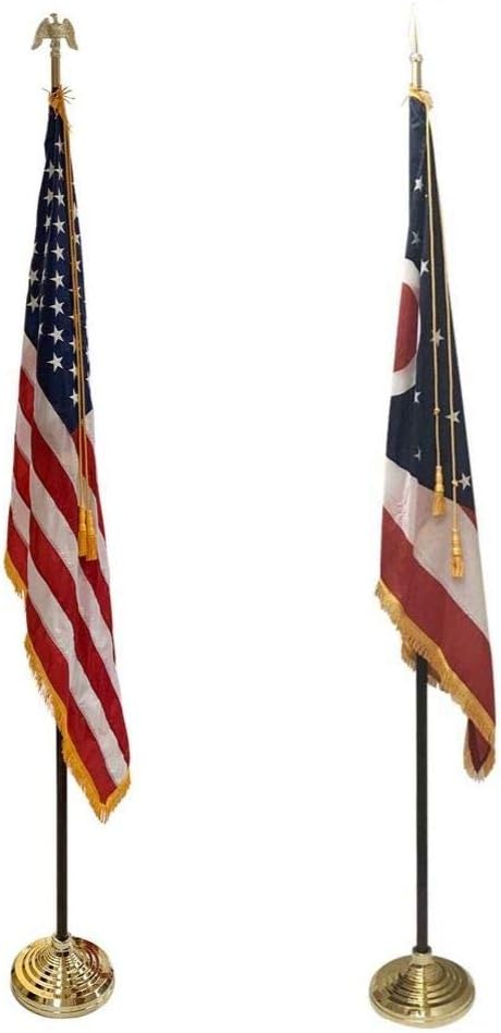 3x5' Ohio Indoor Flag with Pole Hem and Gold Ornamental Fringe