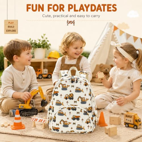 Image of LOIDOU Toddler Backpack Boys Kids Preschool Kindergarten School Backpack Book Bag for Daycare Nursery Travel (Construction Car, L)