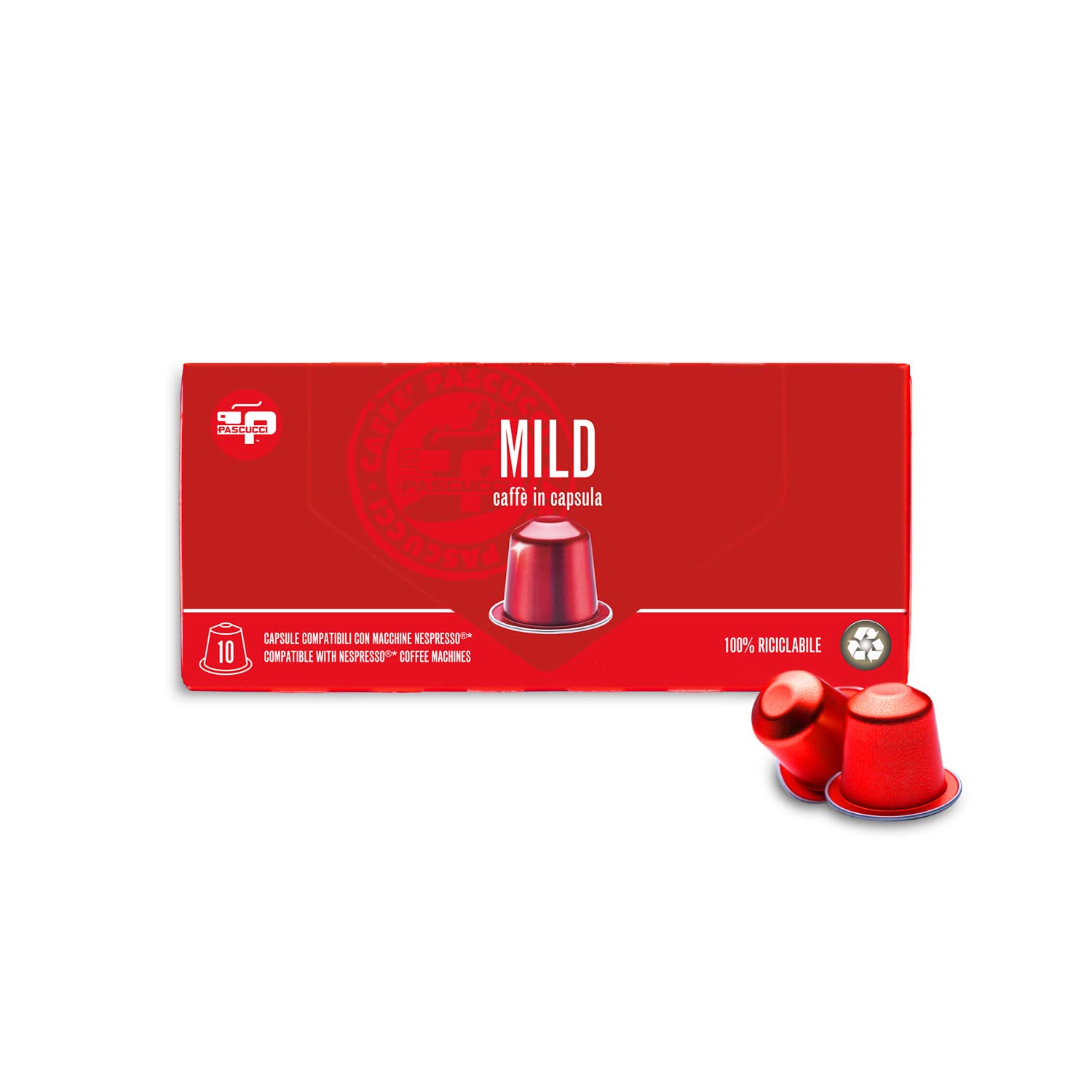 Caffè Pascucci | Capsule Caffe Compatibili Con Macchine Nespresso®* Ricetta Mild In Alluminio Riciclabile Qualità Rossa Gusto Intenso E Aromatico Perfettamente Bilanciato Confezione 100 Pezzi