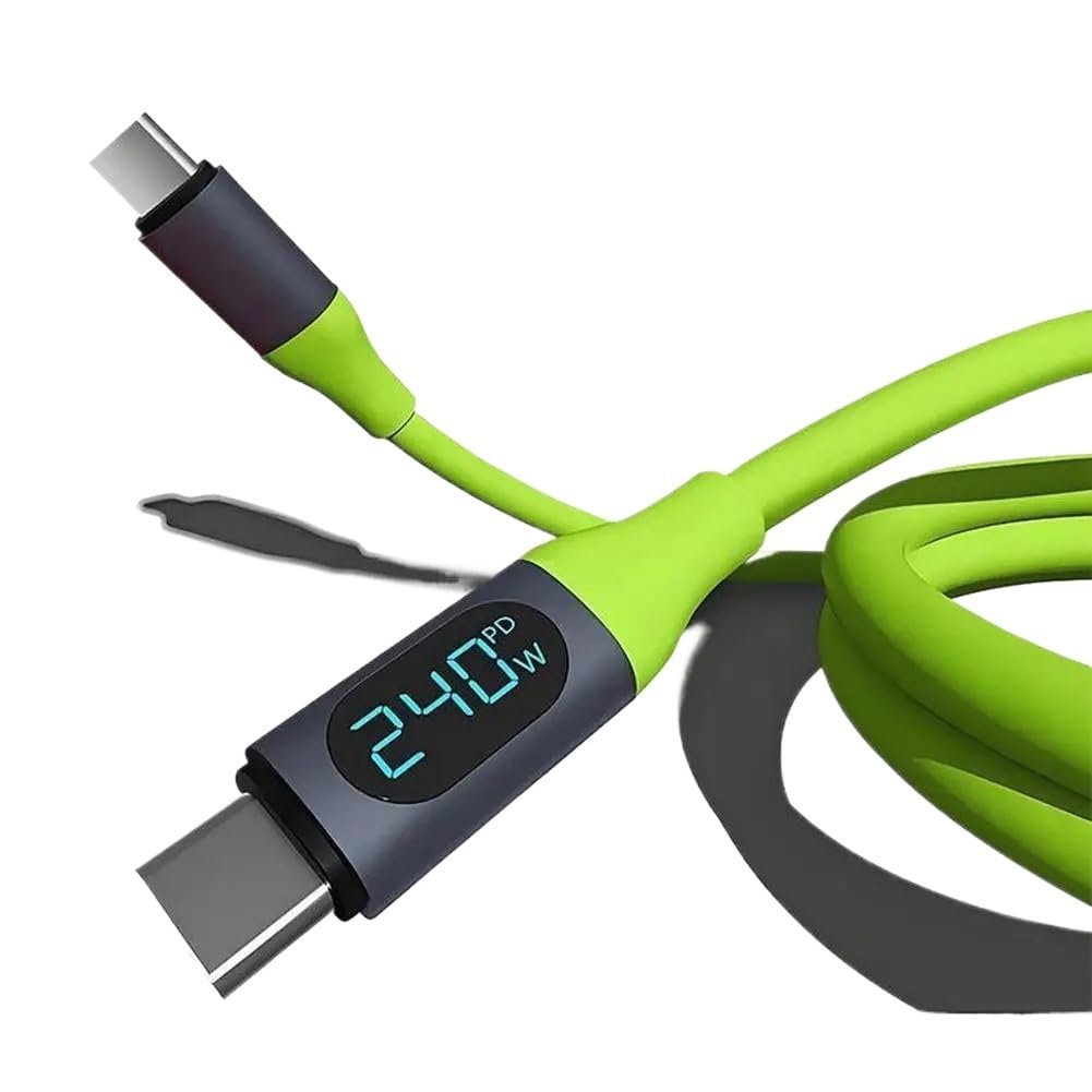 Cavo USB veloce da TPE-c a TPE-c da 240 W, display digitale, cavo dati mobile super veloce in silicone liquido (Dual C 240W)