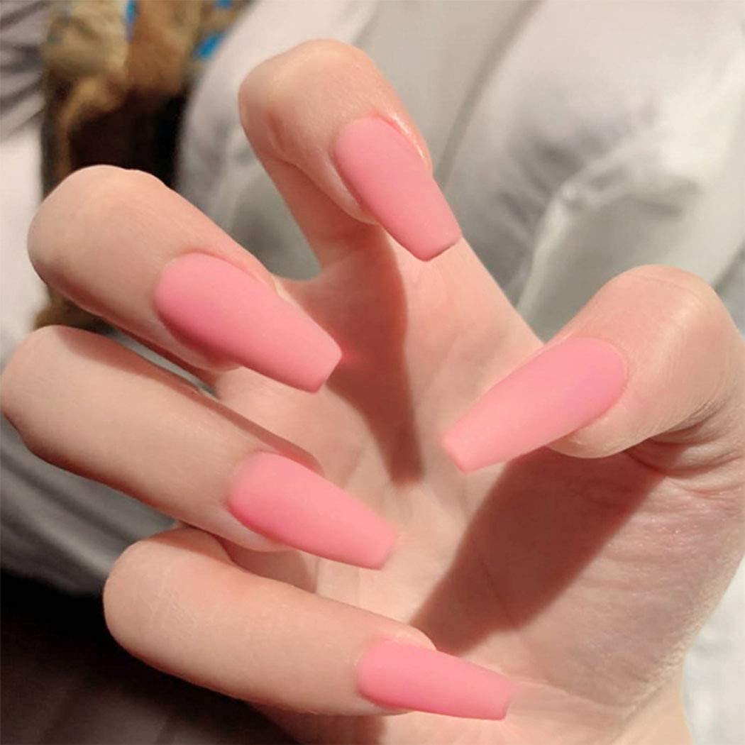 Amazon.com: Dreamyn Long Coffin Press on Nails Matte Ballerina Solid False  Nails Fashion Acrylic Full Cover Fake Nails Accessories for Women and Girls  24Pcs : Beauty & Personal Care